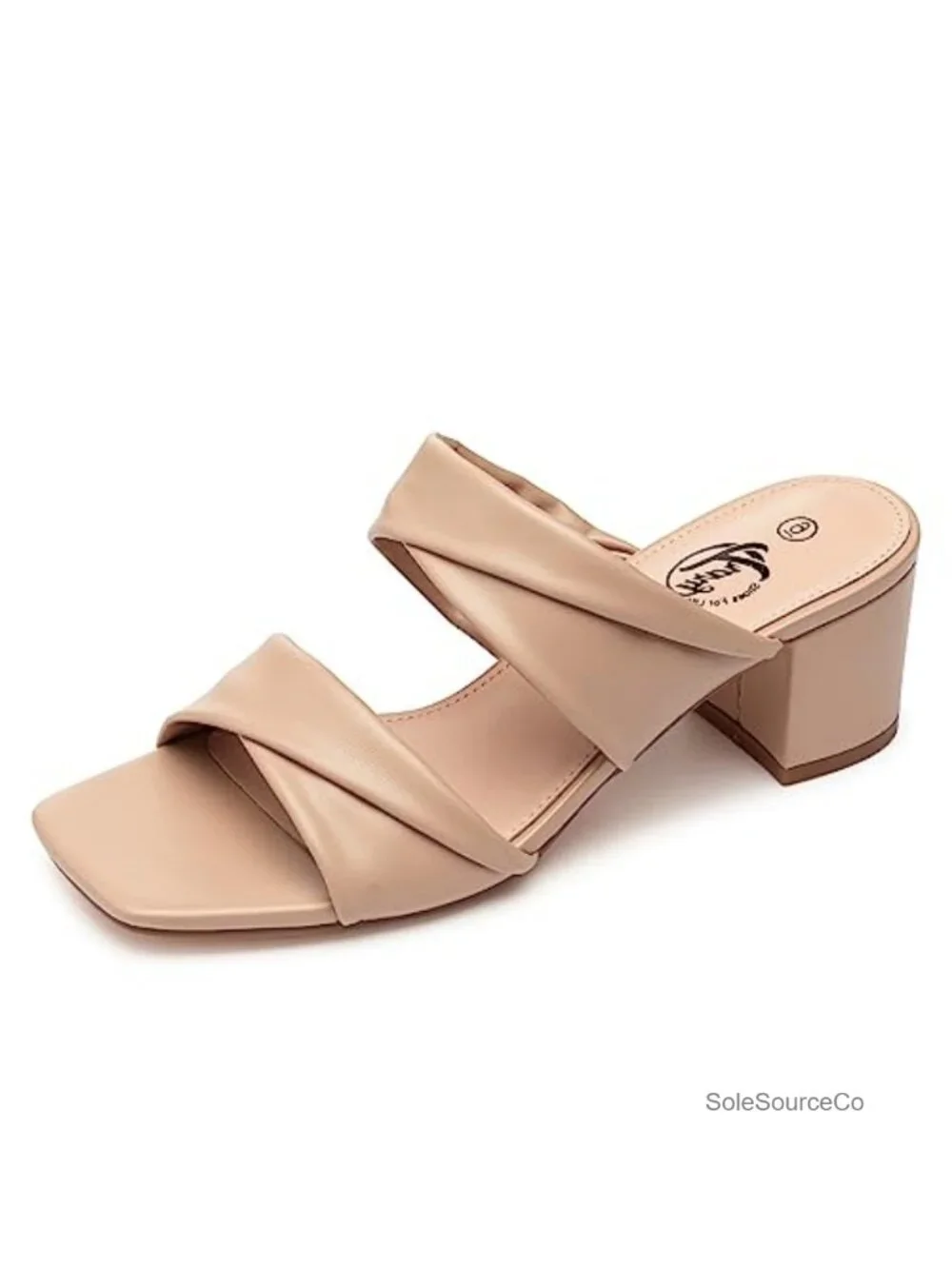 Square Toe Chunky Block Heels Sandals 2inch Cushion Footbed Strappy Slide